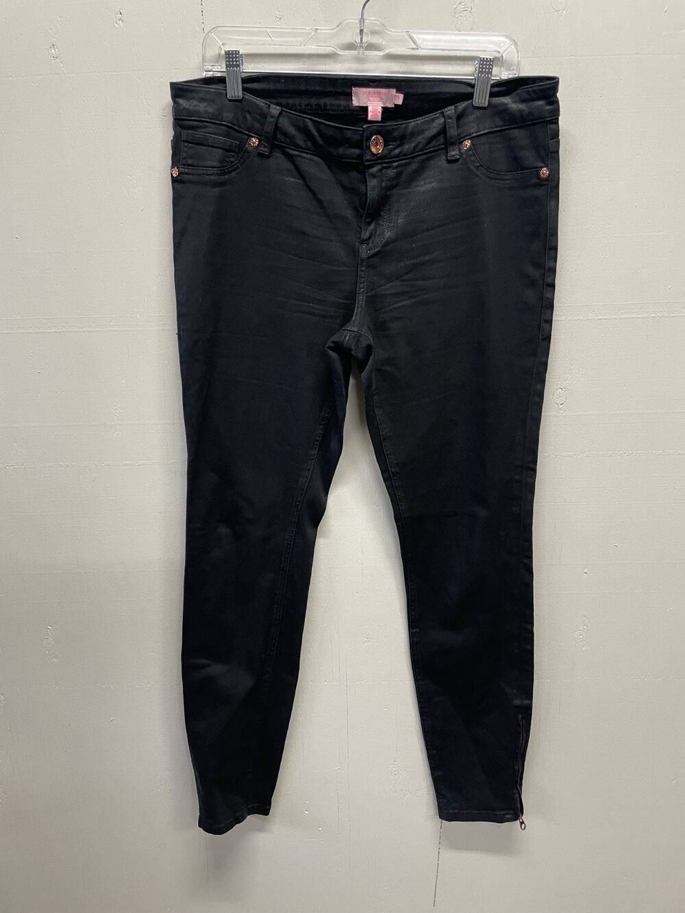 Ted Baker London Women's Black Jeans Size 32 Sew In Love Skinny Zippers at Ankle